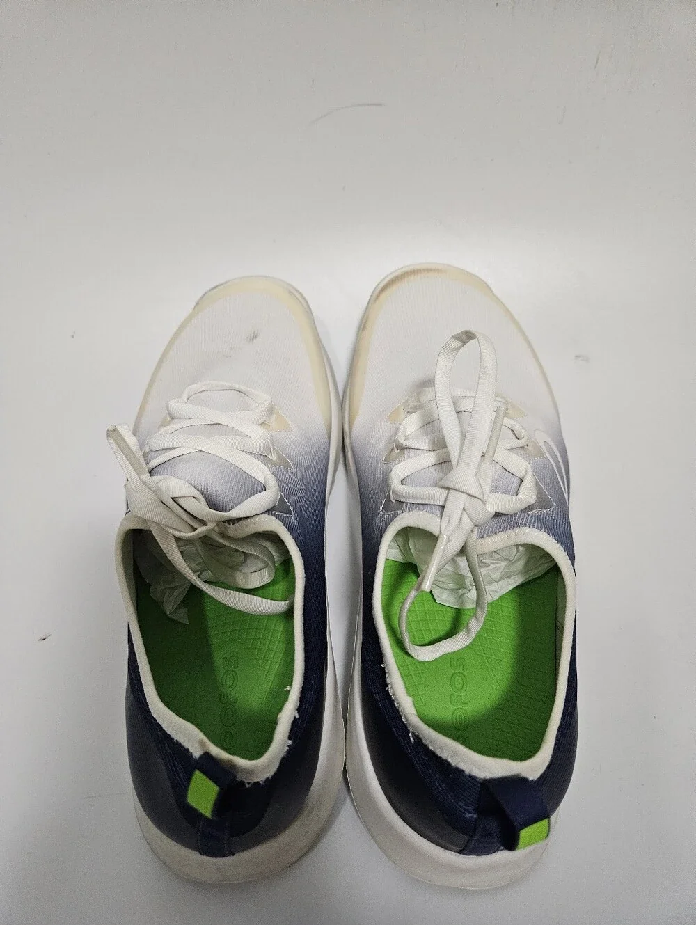 Oofos Oomg Sport LS Low White/Blue Mutare Recovery Shoes Sz 9